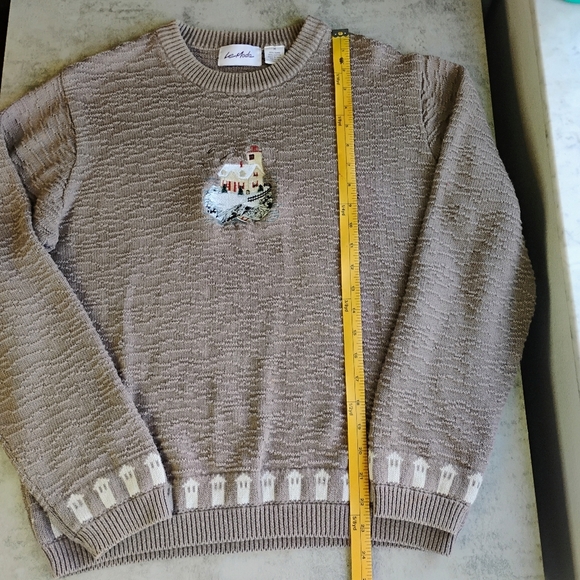 Vintage Le Moda Maine Lighthouse Embroidered Sweater Medium Fisherman Grandma - Picture 10 of 12